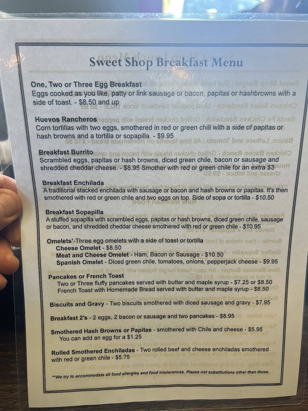 Pappas' Sweet Shop Restaurant меню
