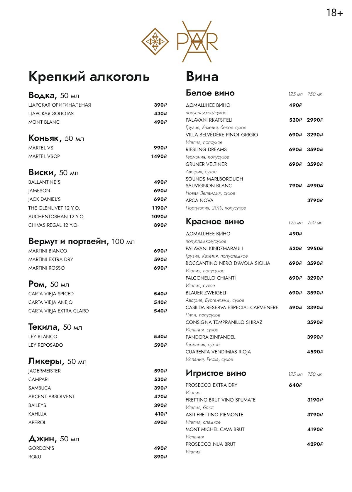 Par меню