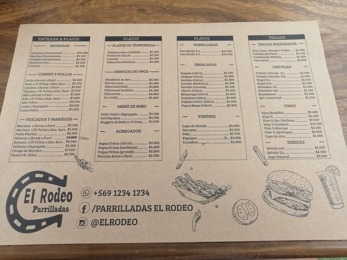 Parrilladas "Rodeo" меню