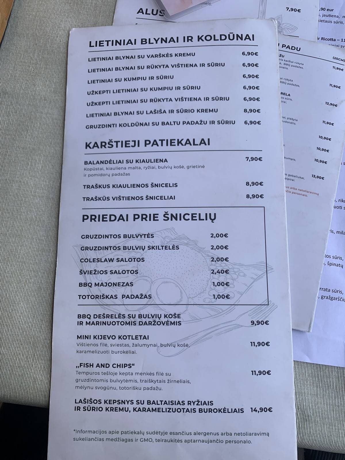 PasTą меню
