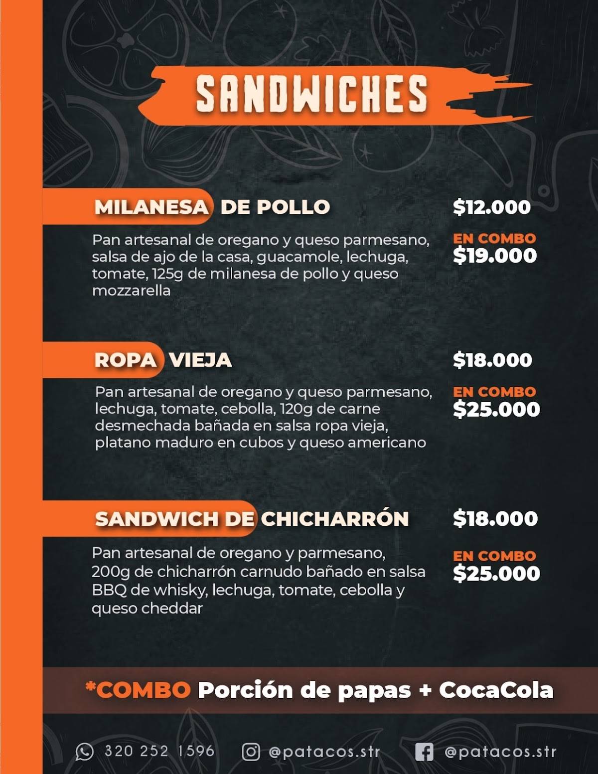 Patacos меню