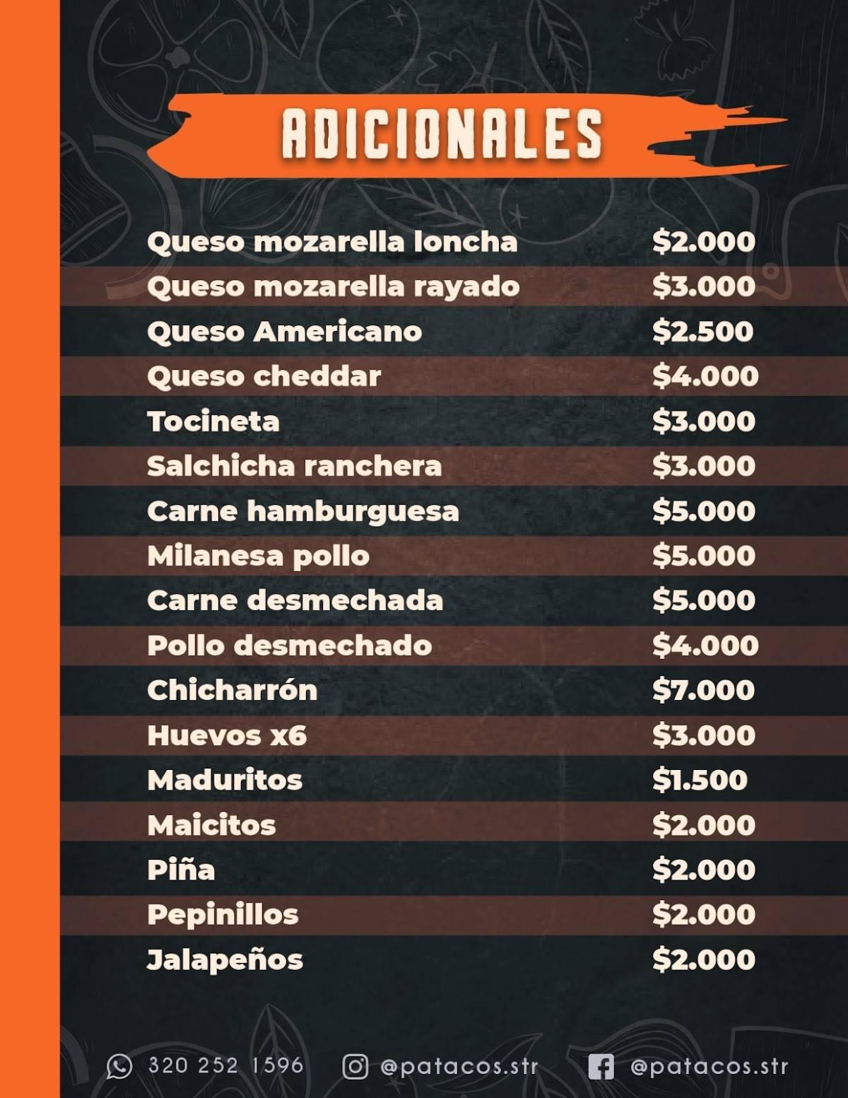 Patacos меню