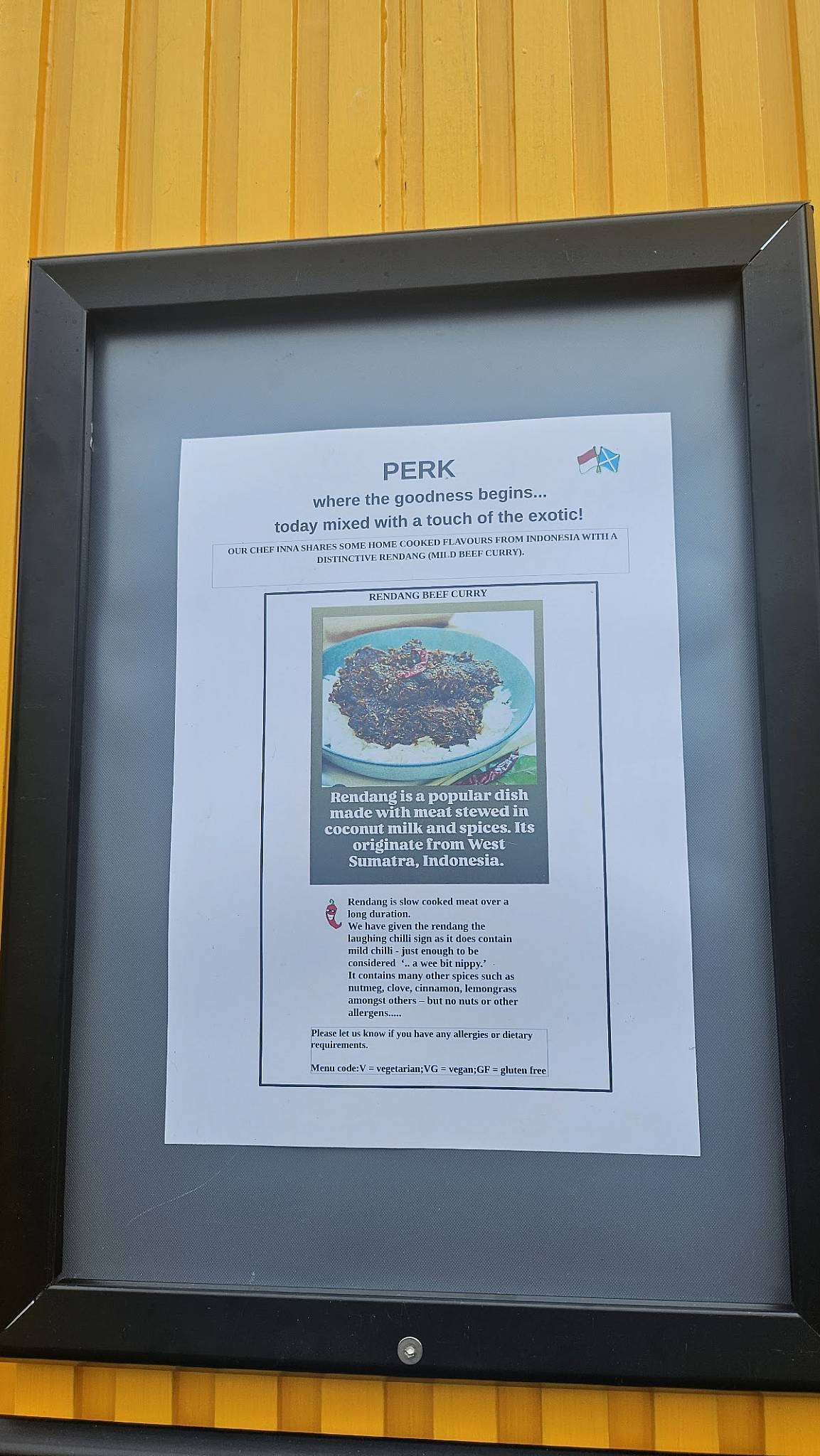 Perk Largs меню