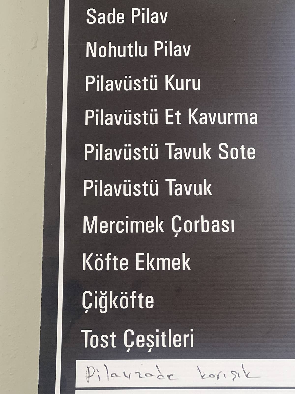 PİLAVZADE меню
