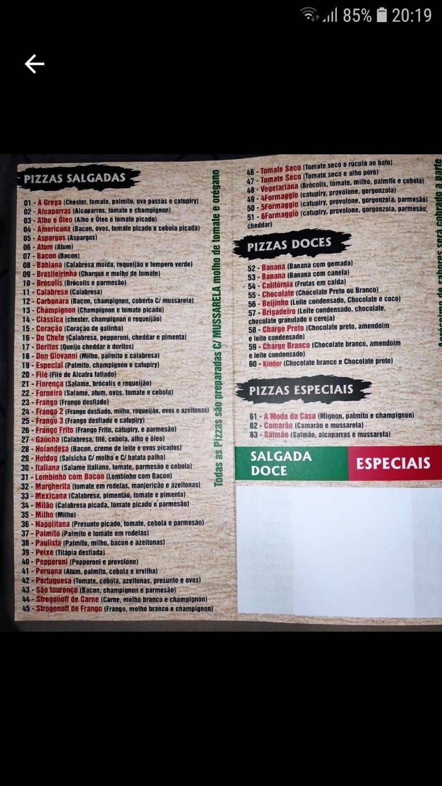 Don Giovanni меню