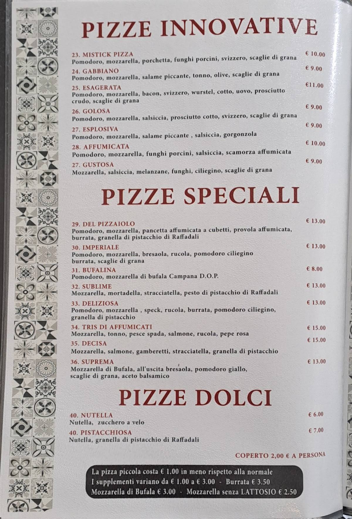 Pizzeria Mistick Pizza меню