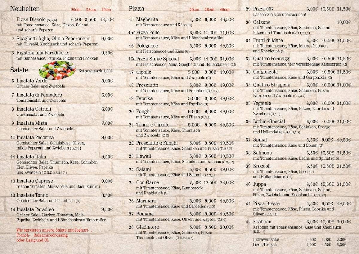 Pizzeria Paradiso меню