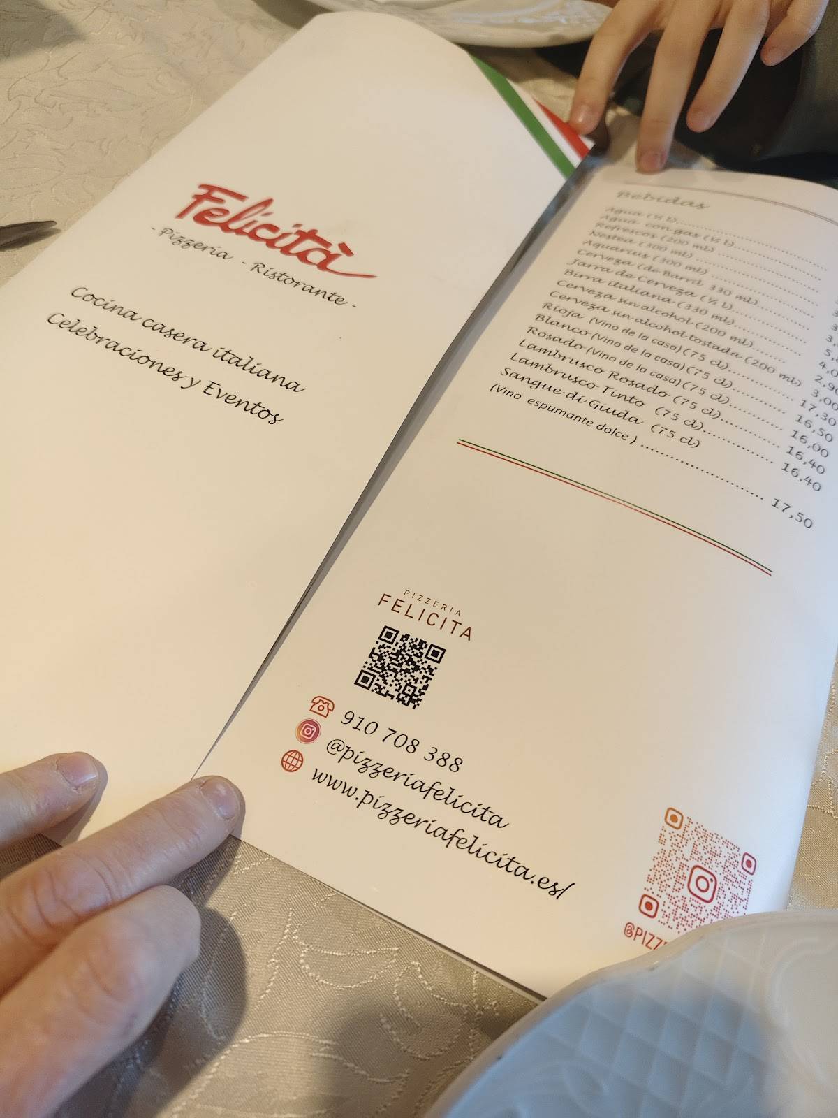 Pizzería Restaurante Felicitá меню