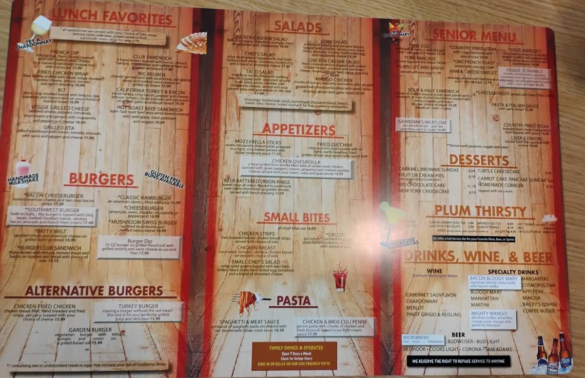 Plum Delicious Family Restaurant меню