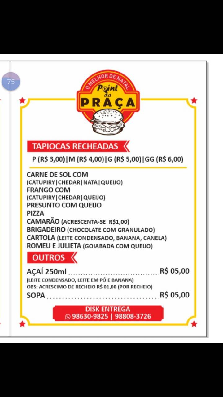 Point da Praça меню