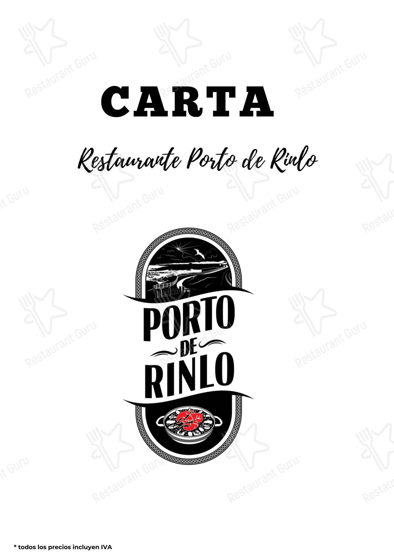 Porto de Rinlo в Ринло - Меню