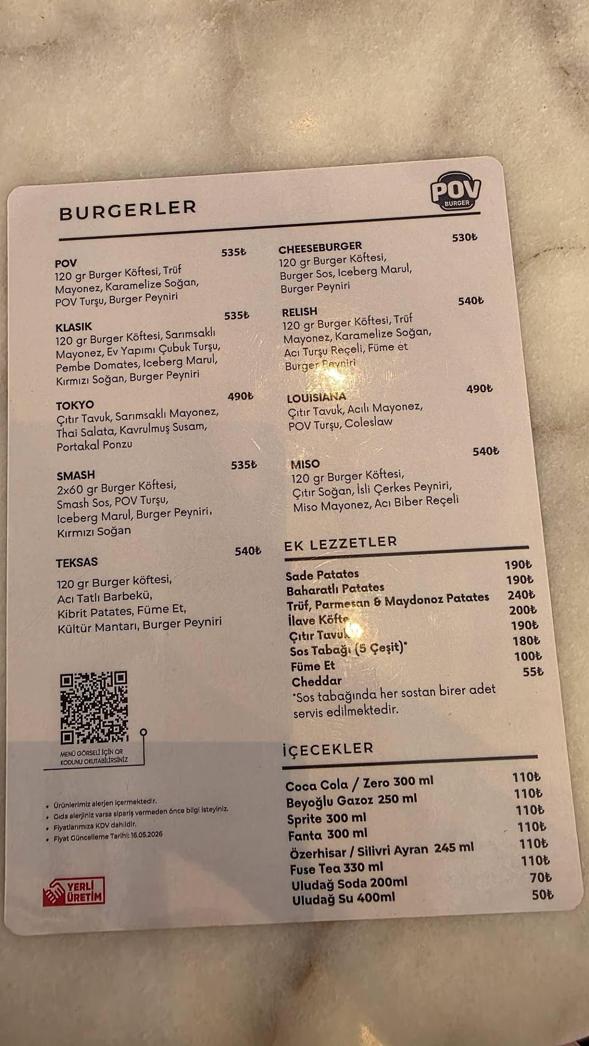 Pov Burger Caddebostan меню