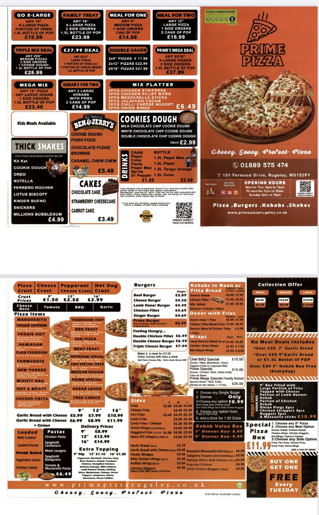 Prime Pizza Rugeley меню