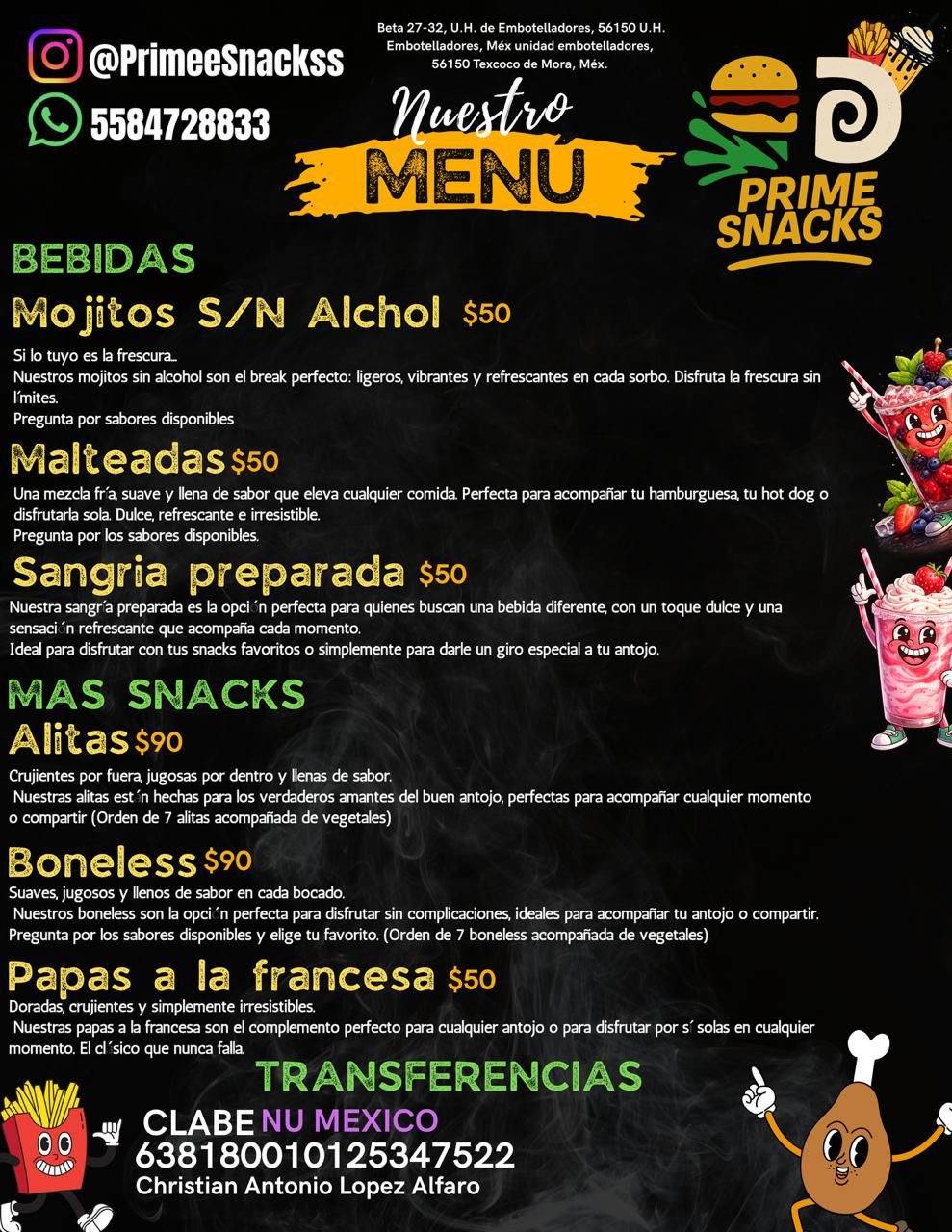 PrimeSnacks меню