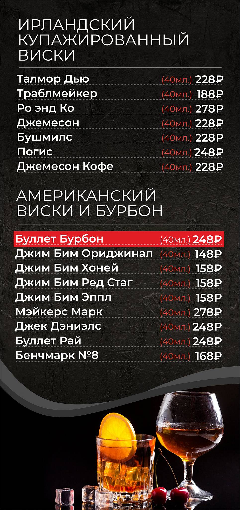 Бар 8 ПРАВИЛ меню