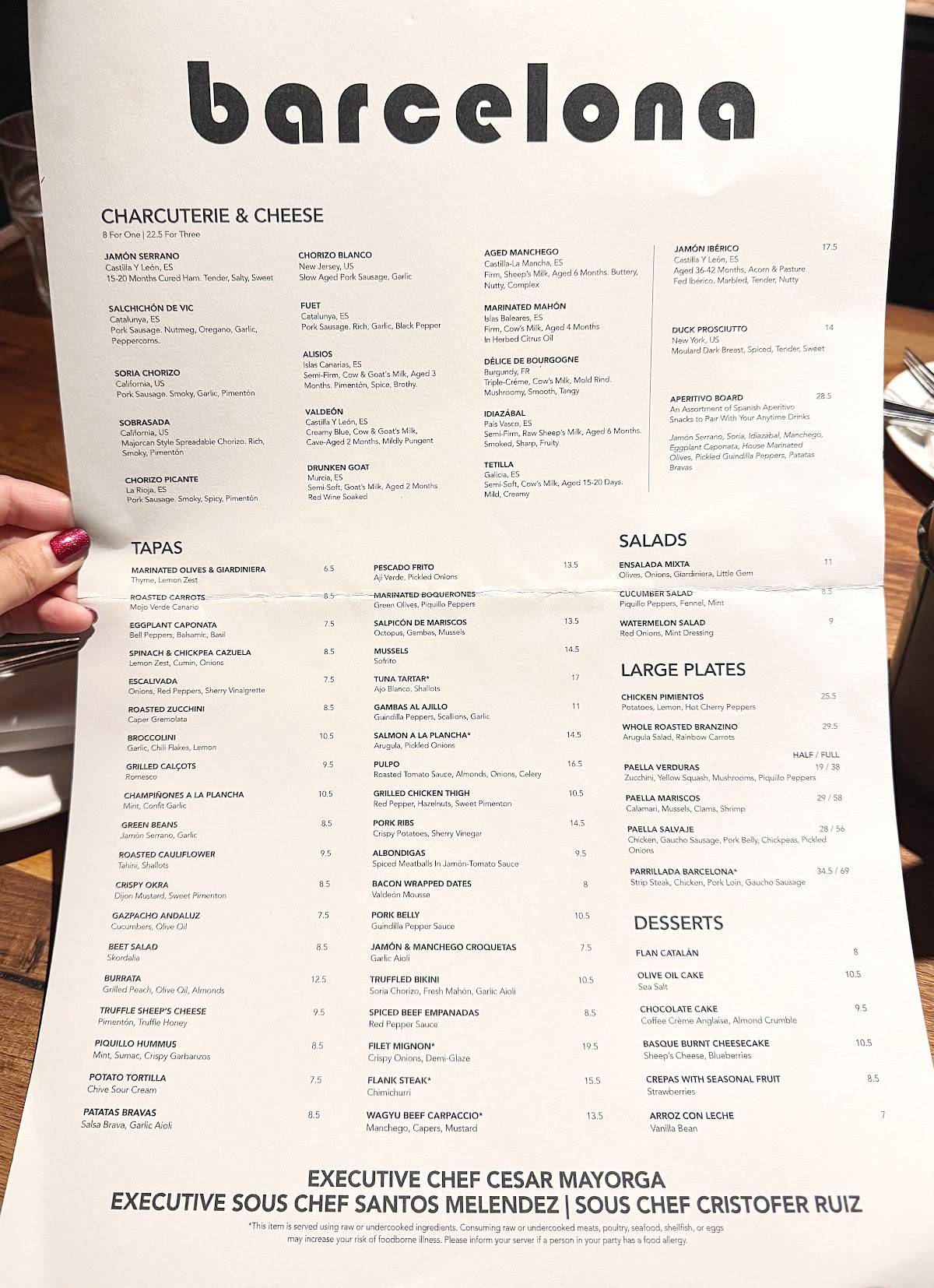 Barcelona Wine Bar меню