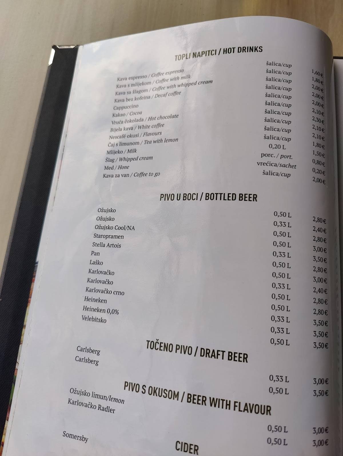 Caffe i pizzeria Rendulić меню