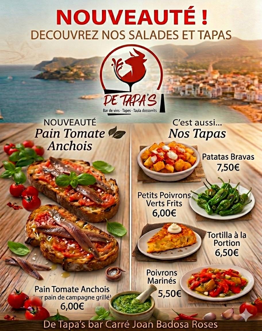 DE TAPA'S BAR меню