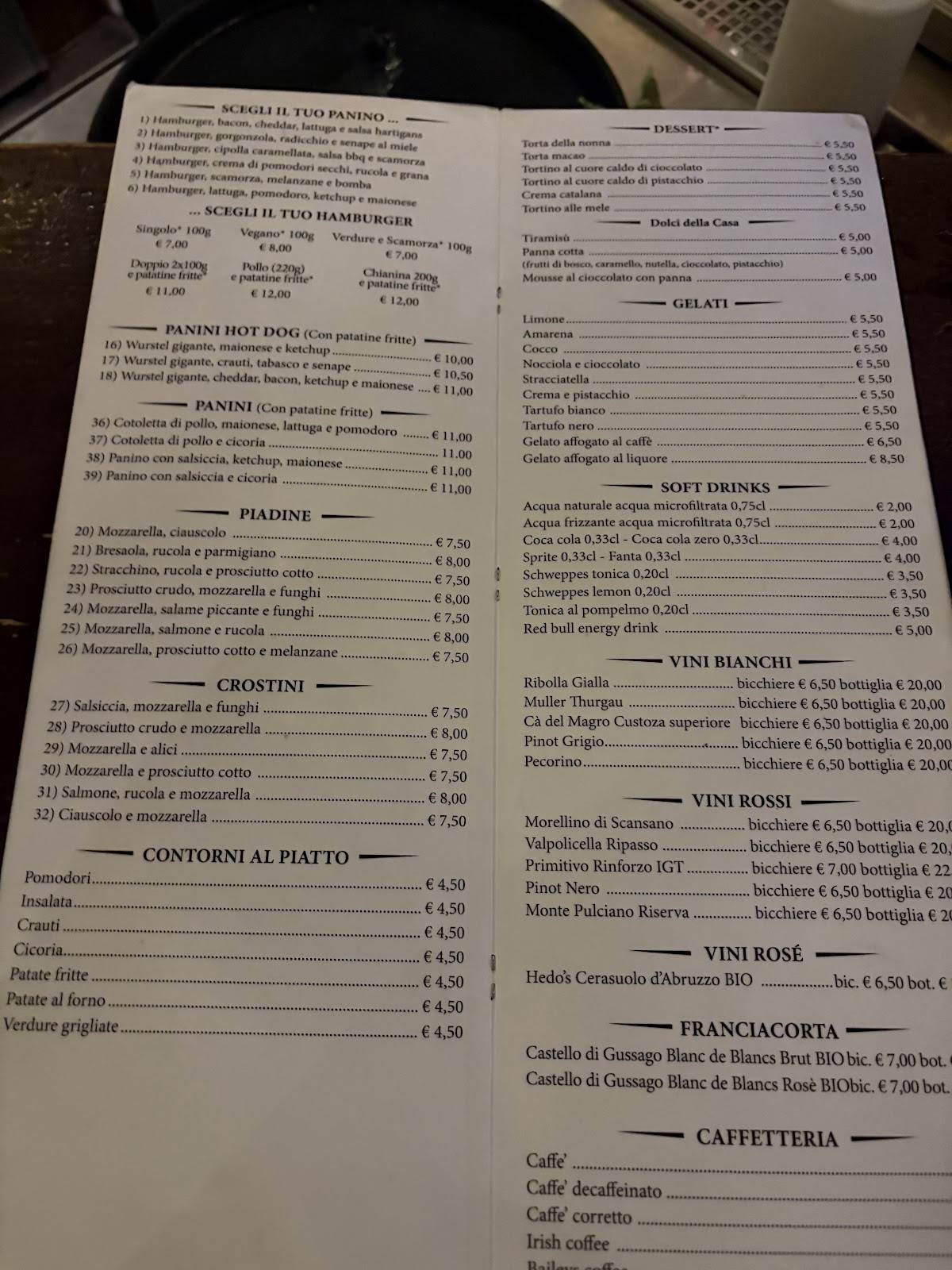 Hartigan's Irish Pub Roma меню