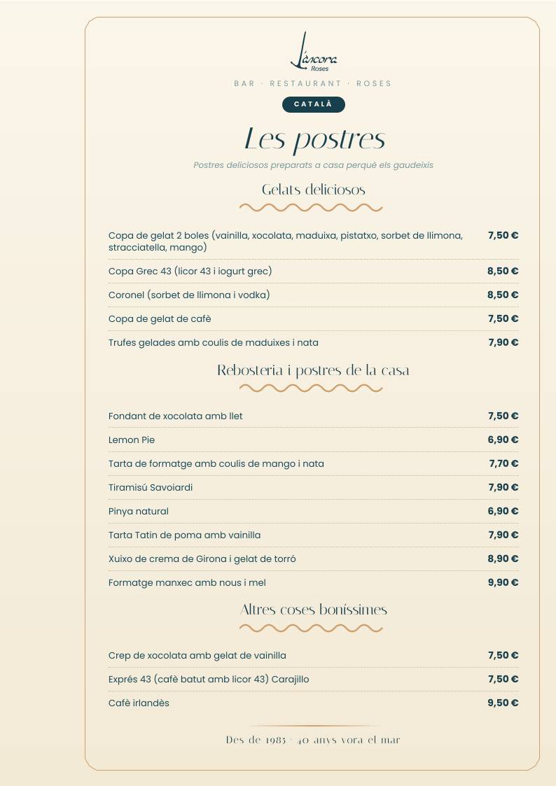 L'Àncora Bar Restaurant Musical меню