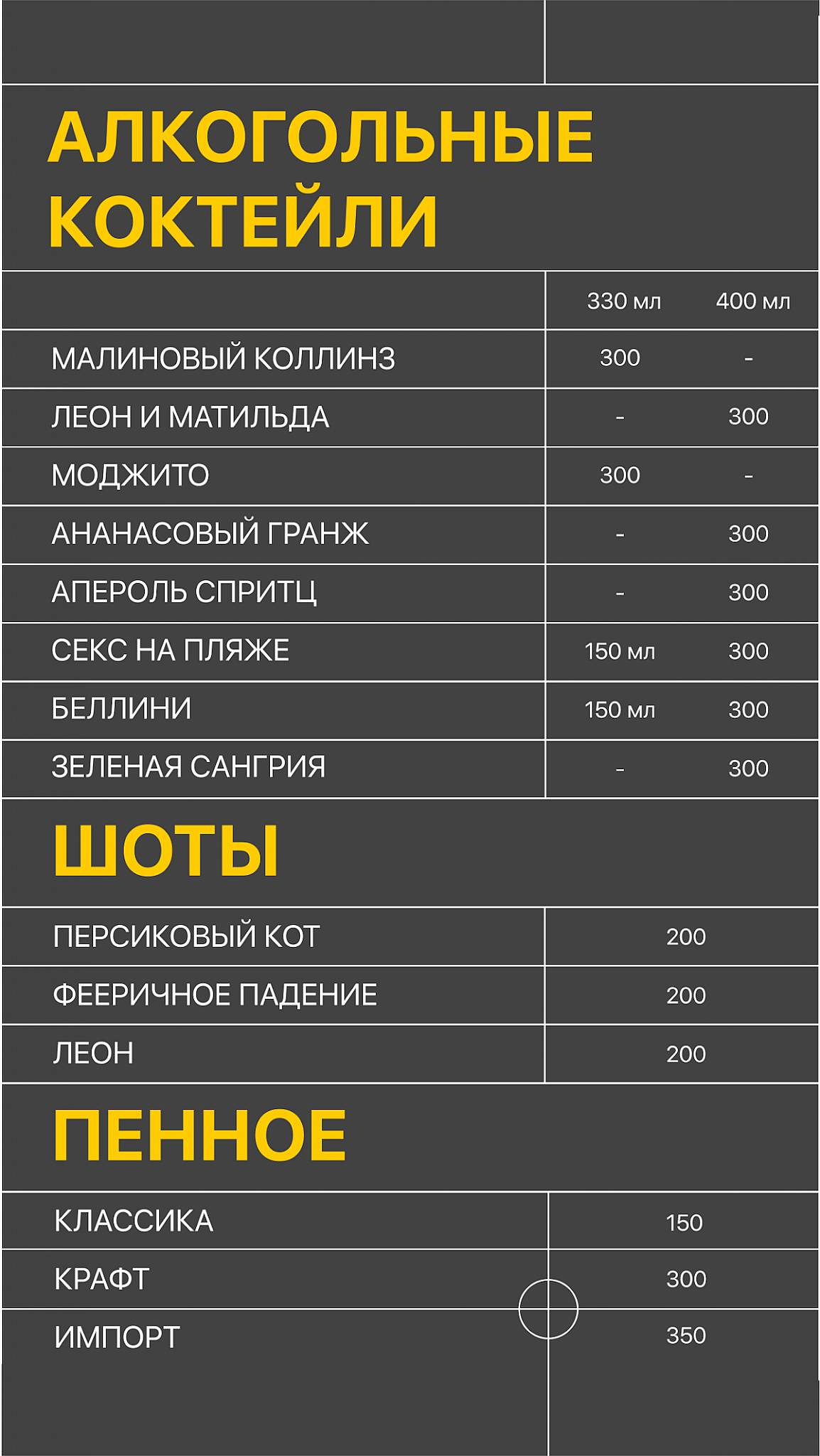 Леон меню