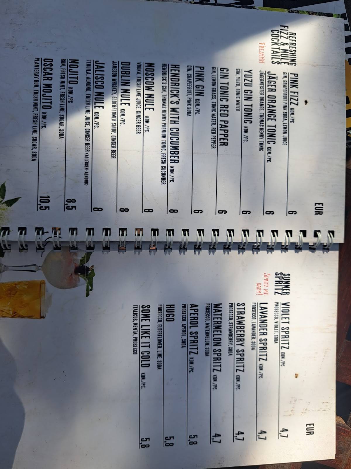 Movie Bar меню
