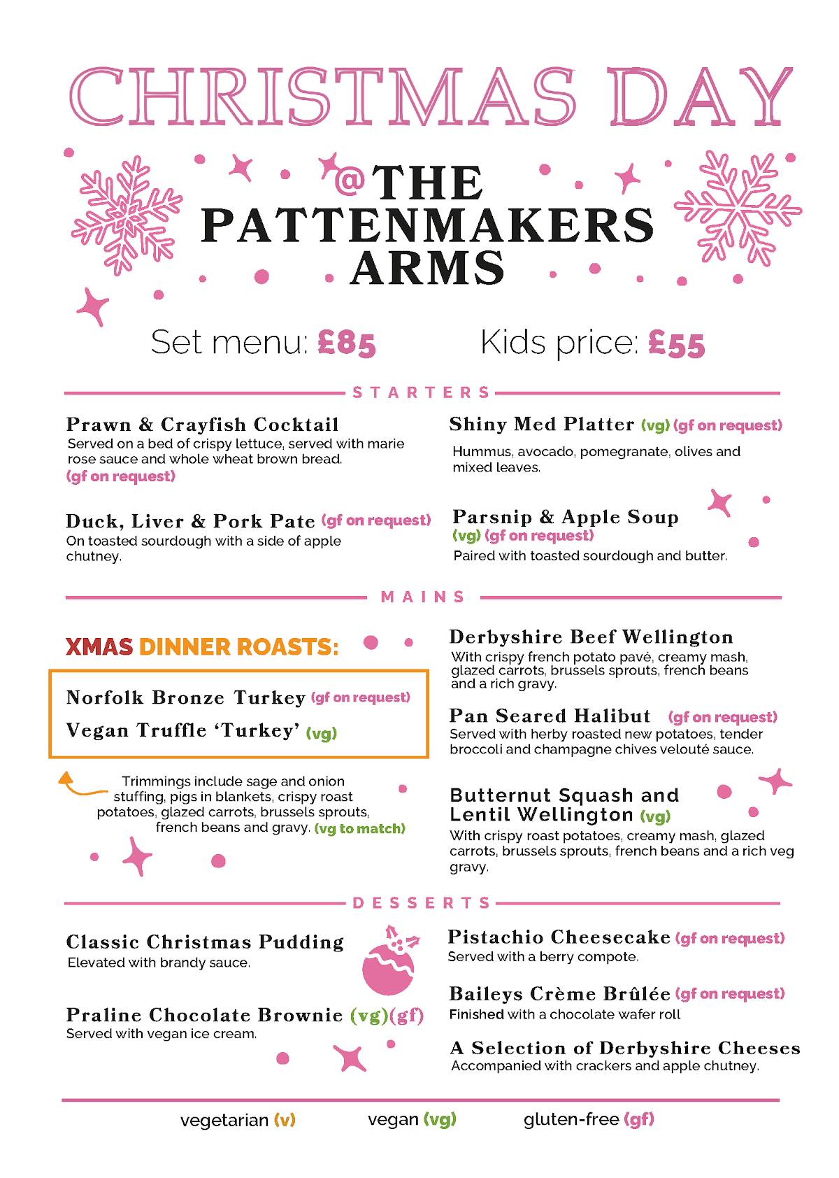 Shiny Pattenmakers Arms меню