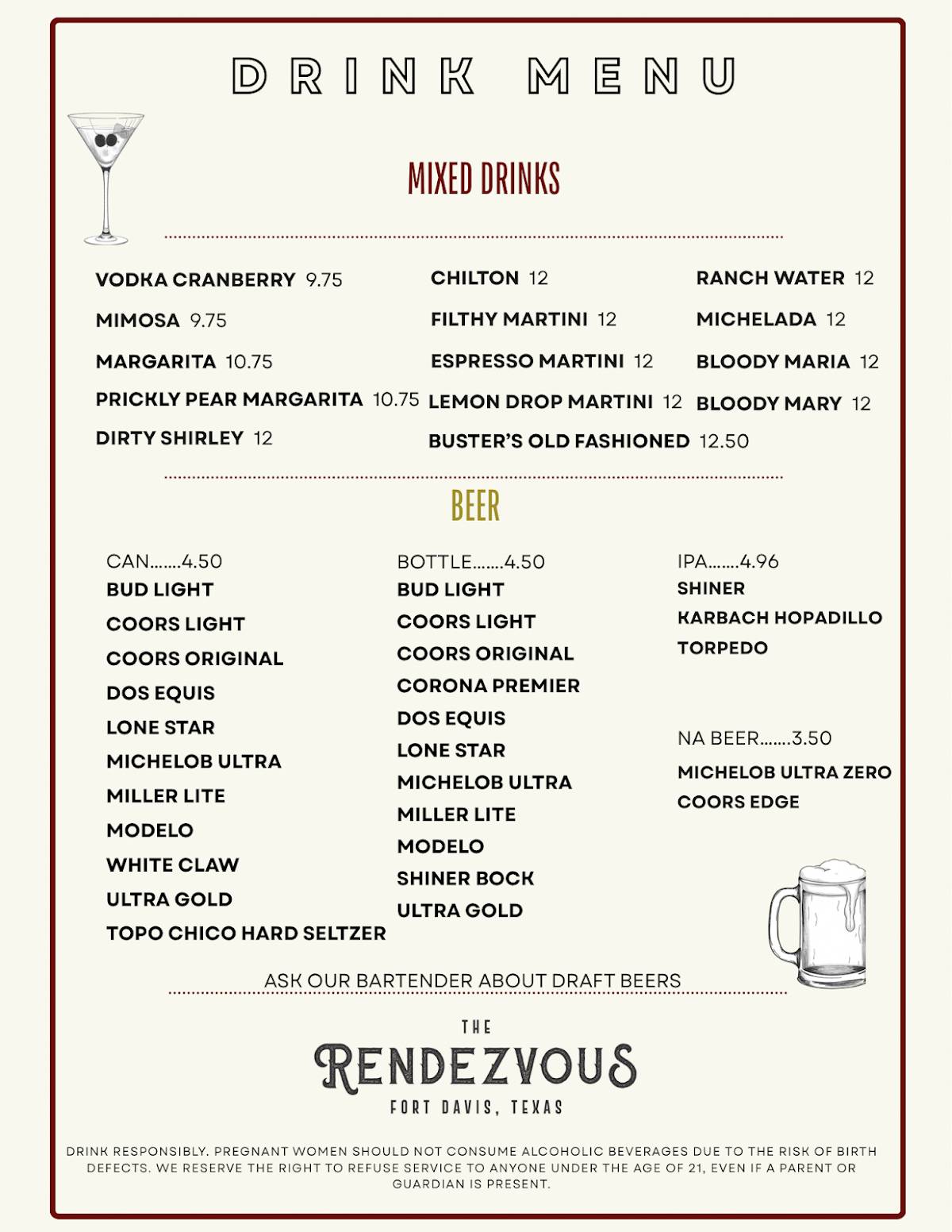 The Rendezvous меню
