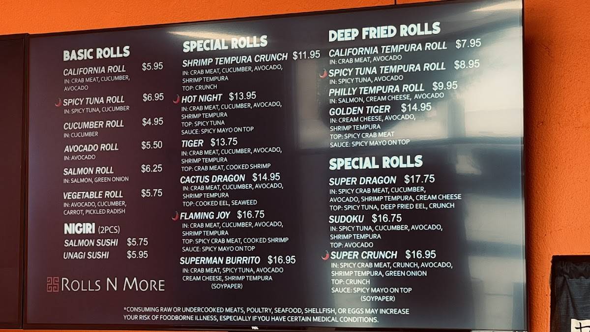 ROLLS N MORE меню