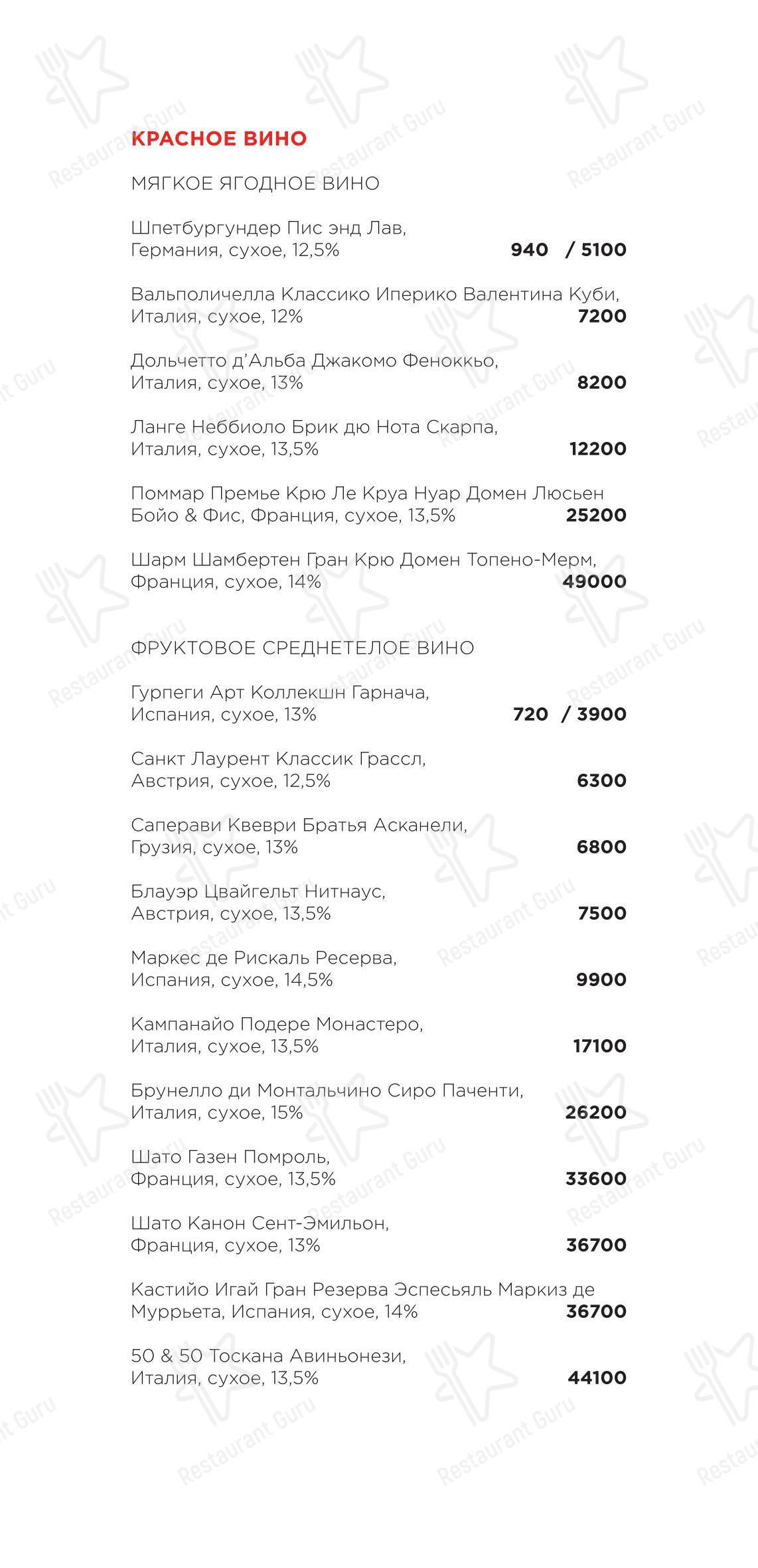 Dinner Menu ресторана Раковая на Петроградке
