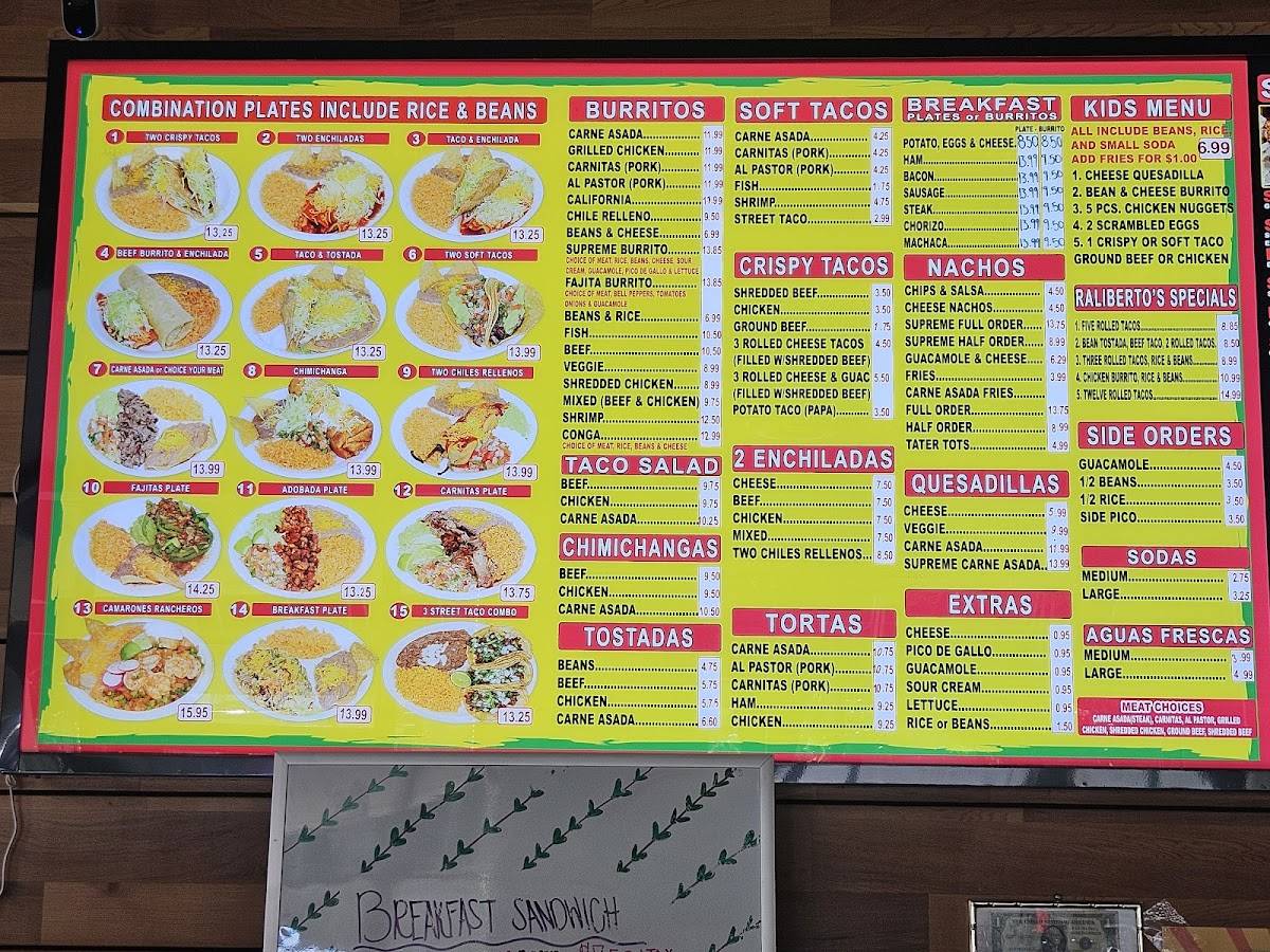 Raliberto’s Taco Shop Mexican меню