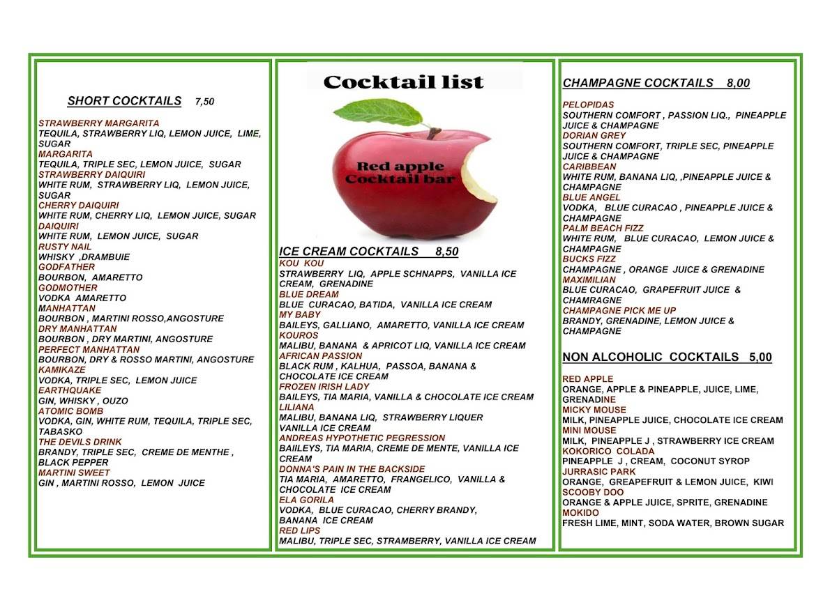 Red apple меню