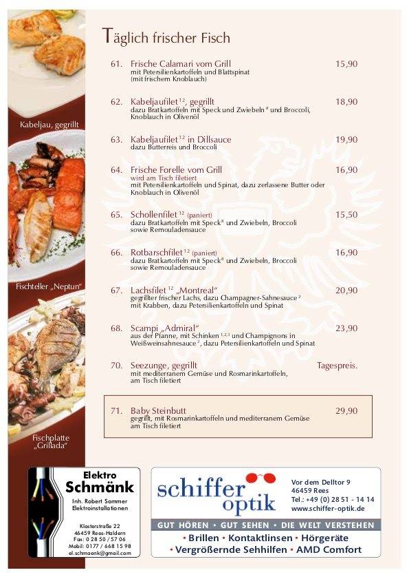 Hotel Restaurant Doppeladler меню