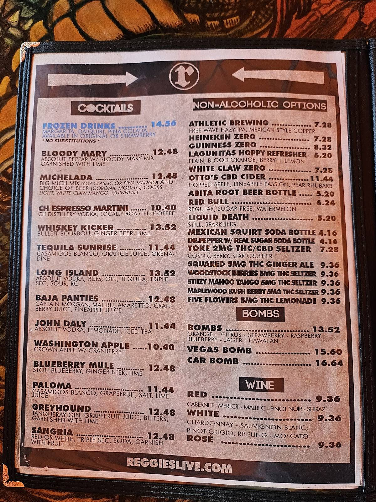 Reggies Chicago меню