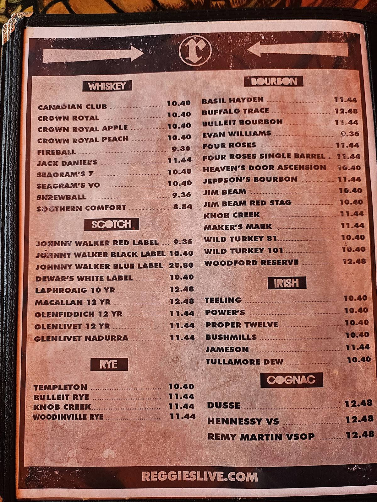 Reggies Chicago меню