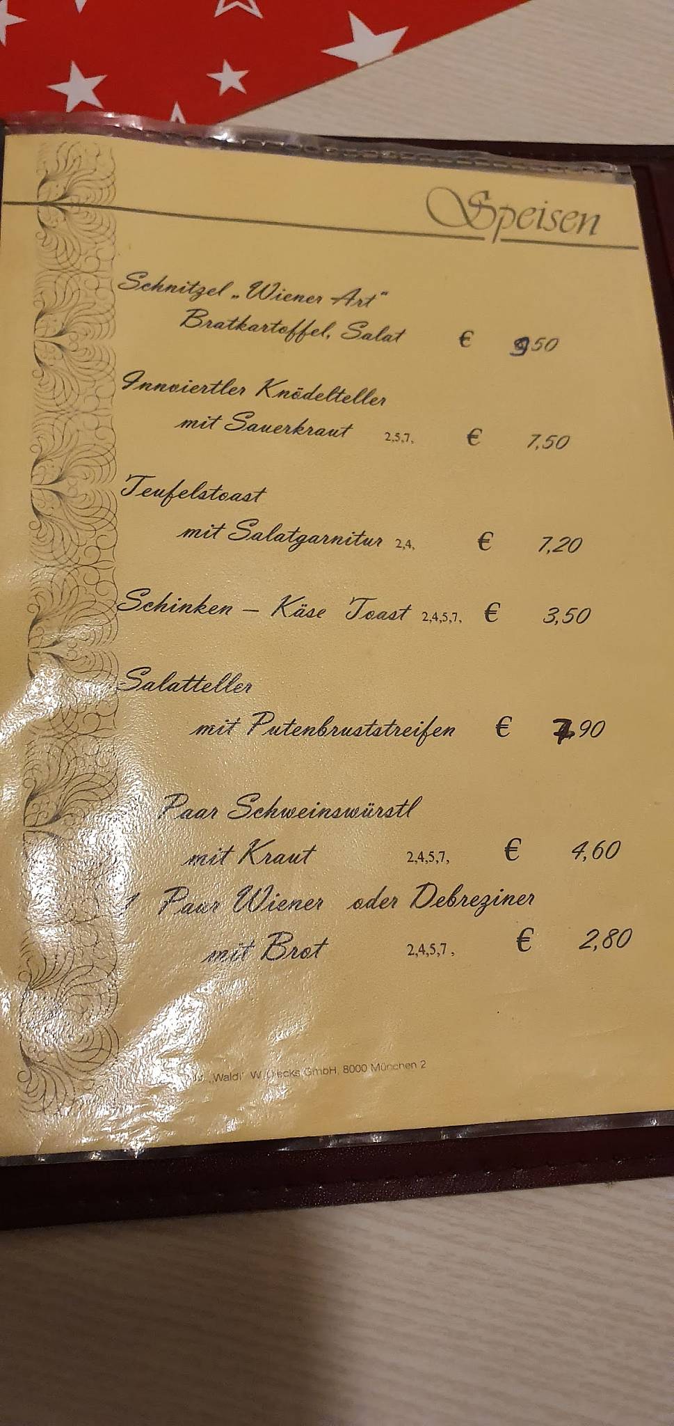 Reiterstüberl меню