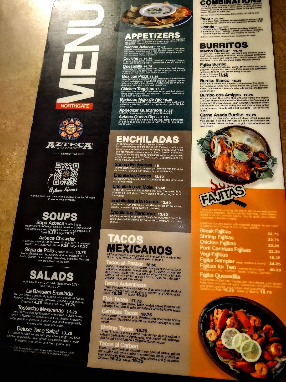 Azteca Mexican Restaurant меню