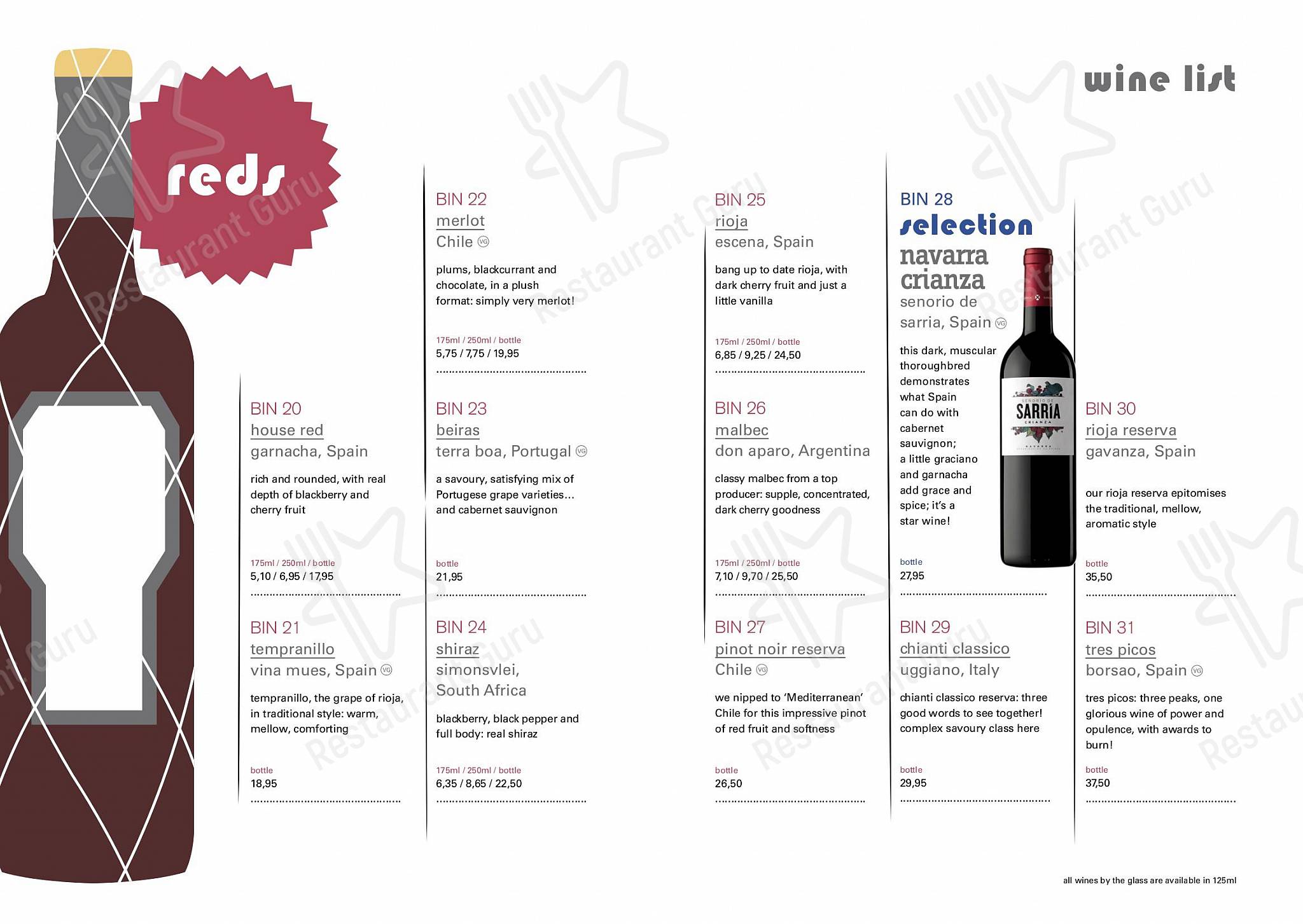 Menu Food ресторана baresca - Nottingham в Ноттингеме