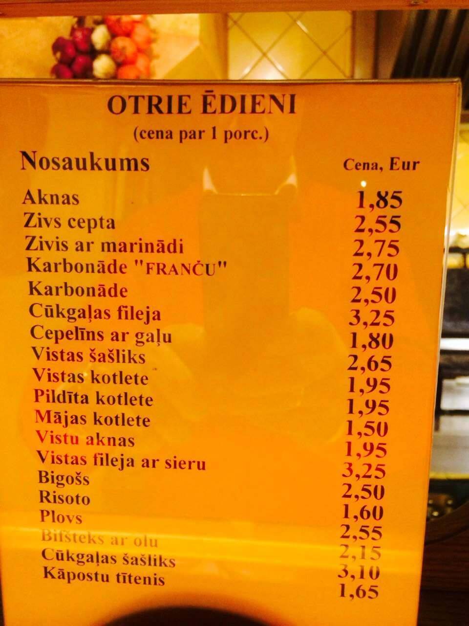 Bistro Panna меню