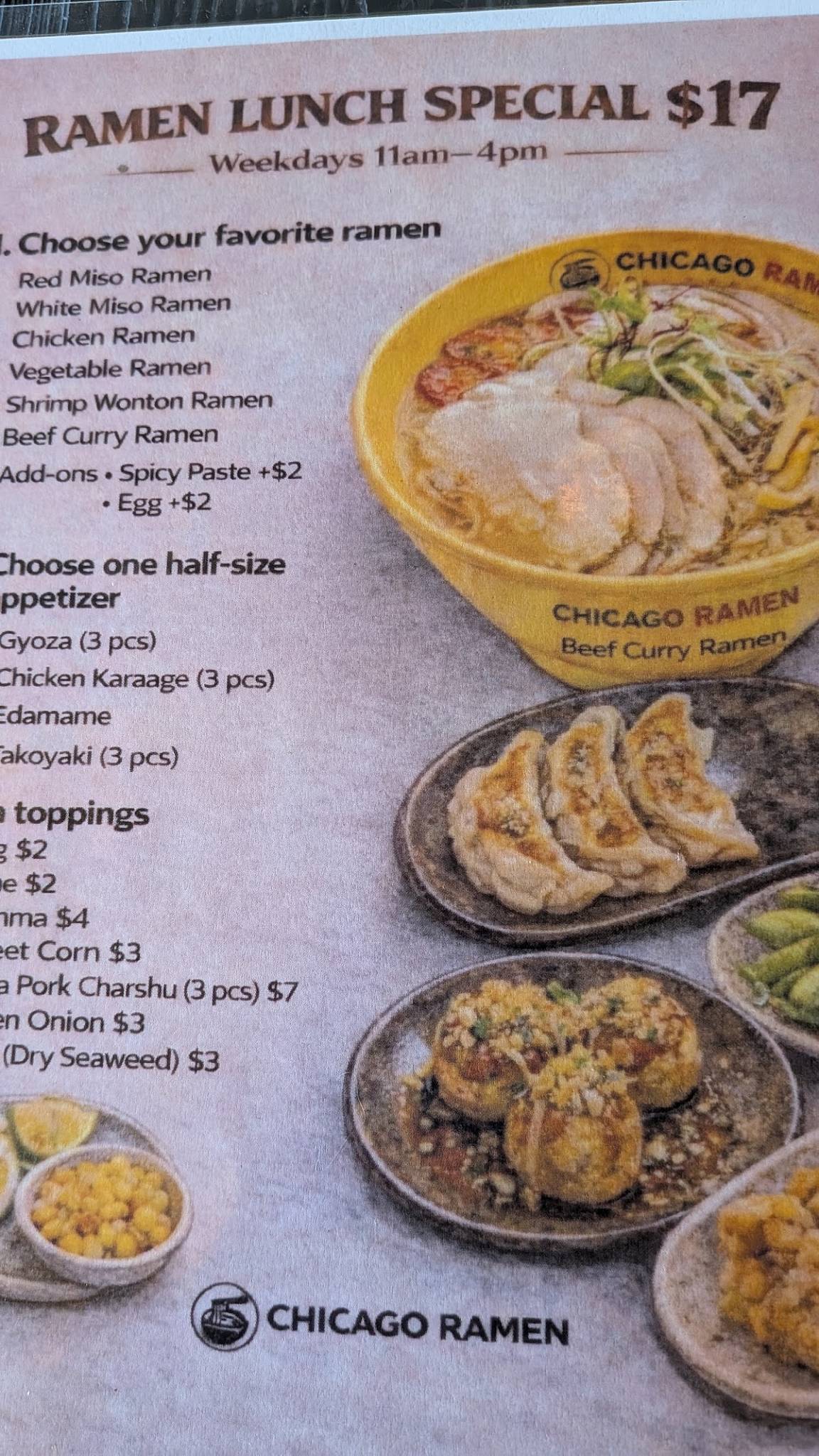 CHICAGO RAMEN Park Ridge меню