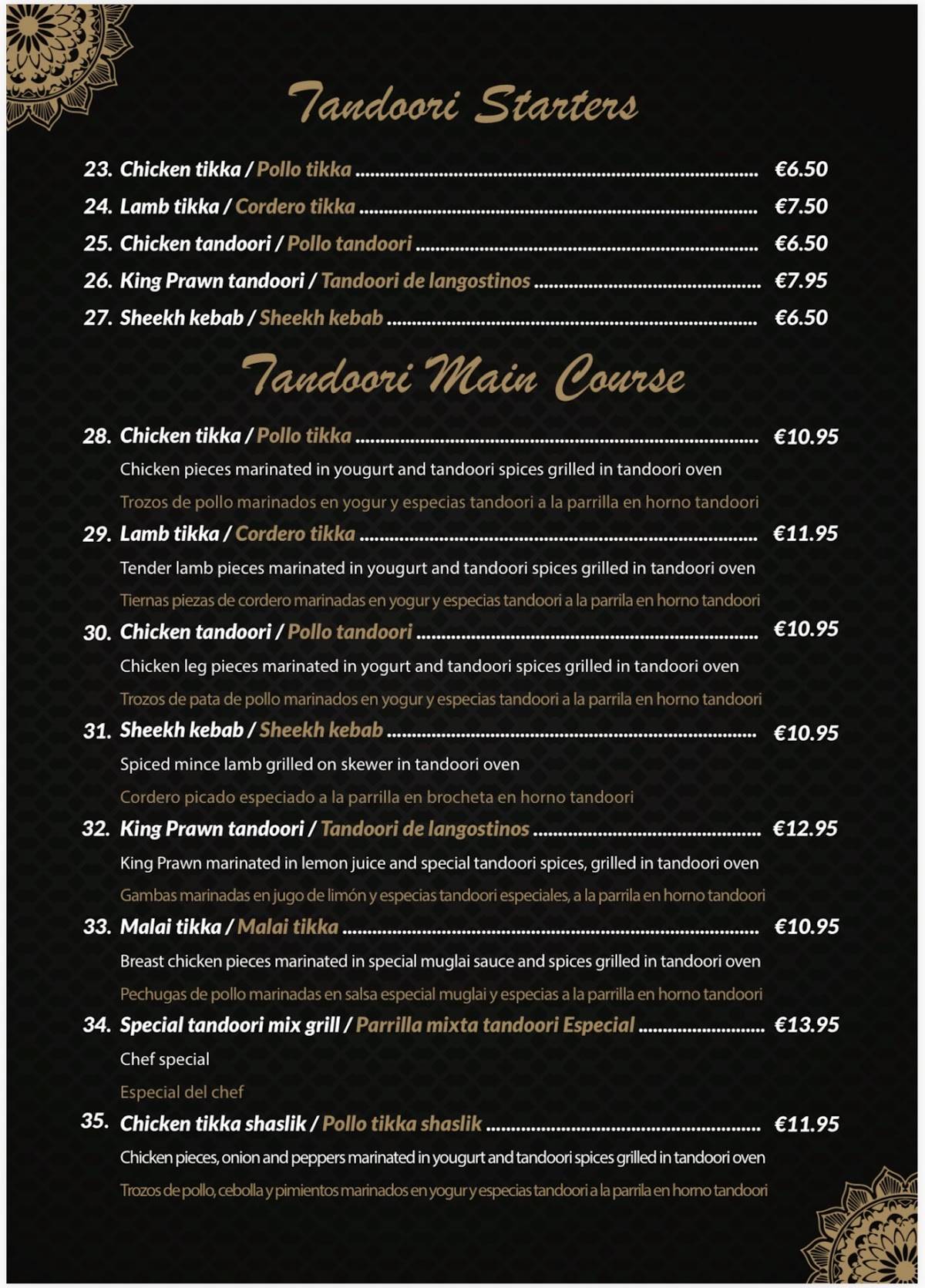 CHILLIES el raso меню