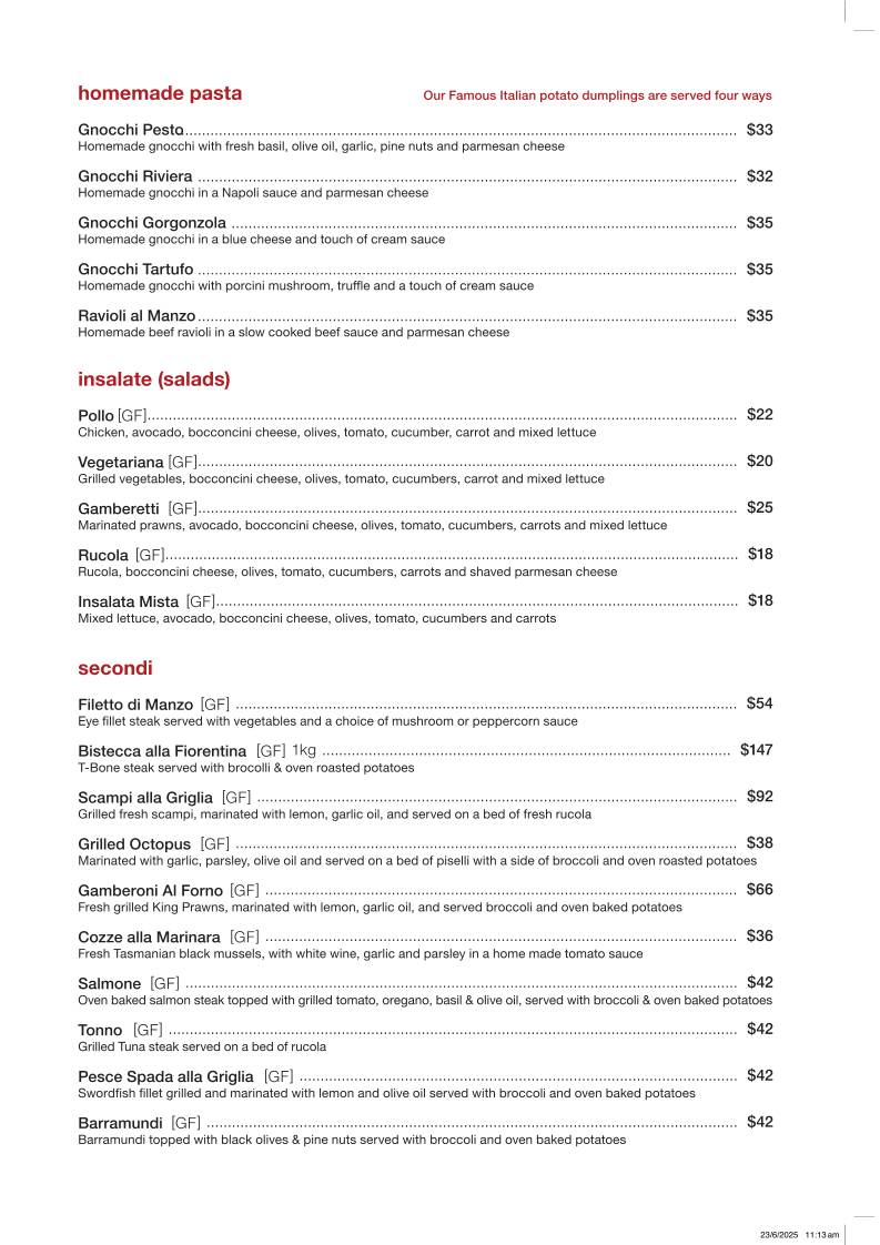 Caffè Roma меню