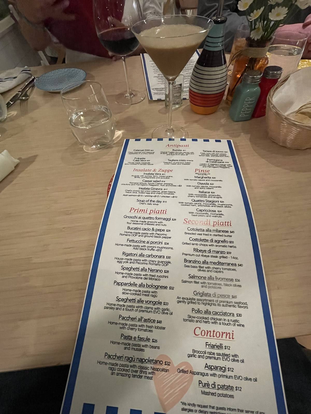 Casa Vera Ristorante меню