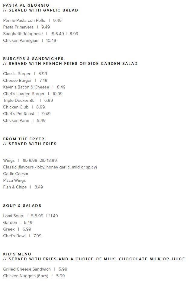 Chef George Breakfast and Lunch меню
