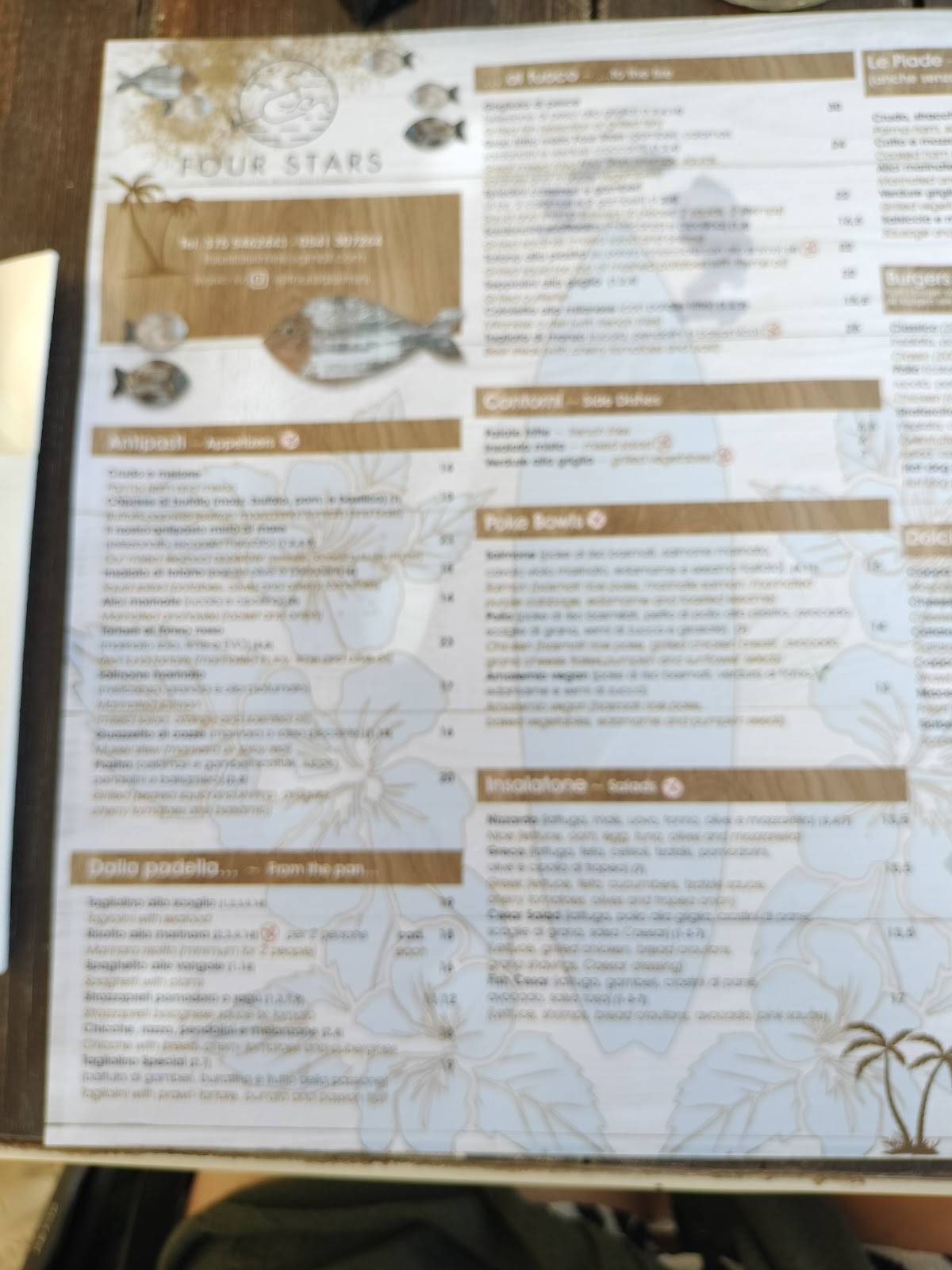 Restaurant Four Stars меню