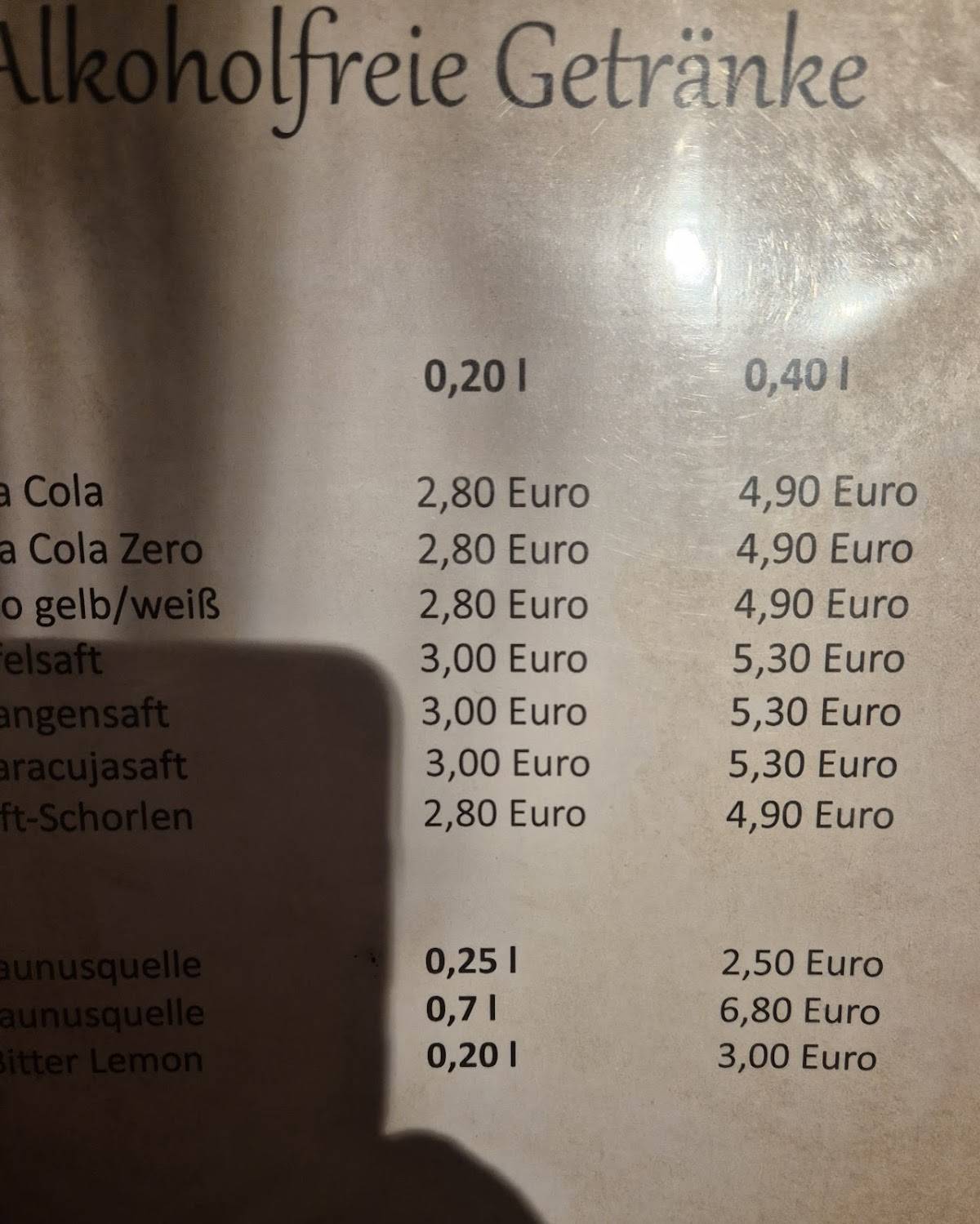 Gaststätte Sefa меню