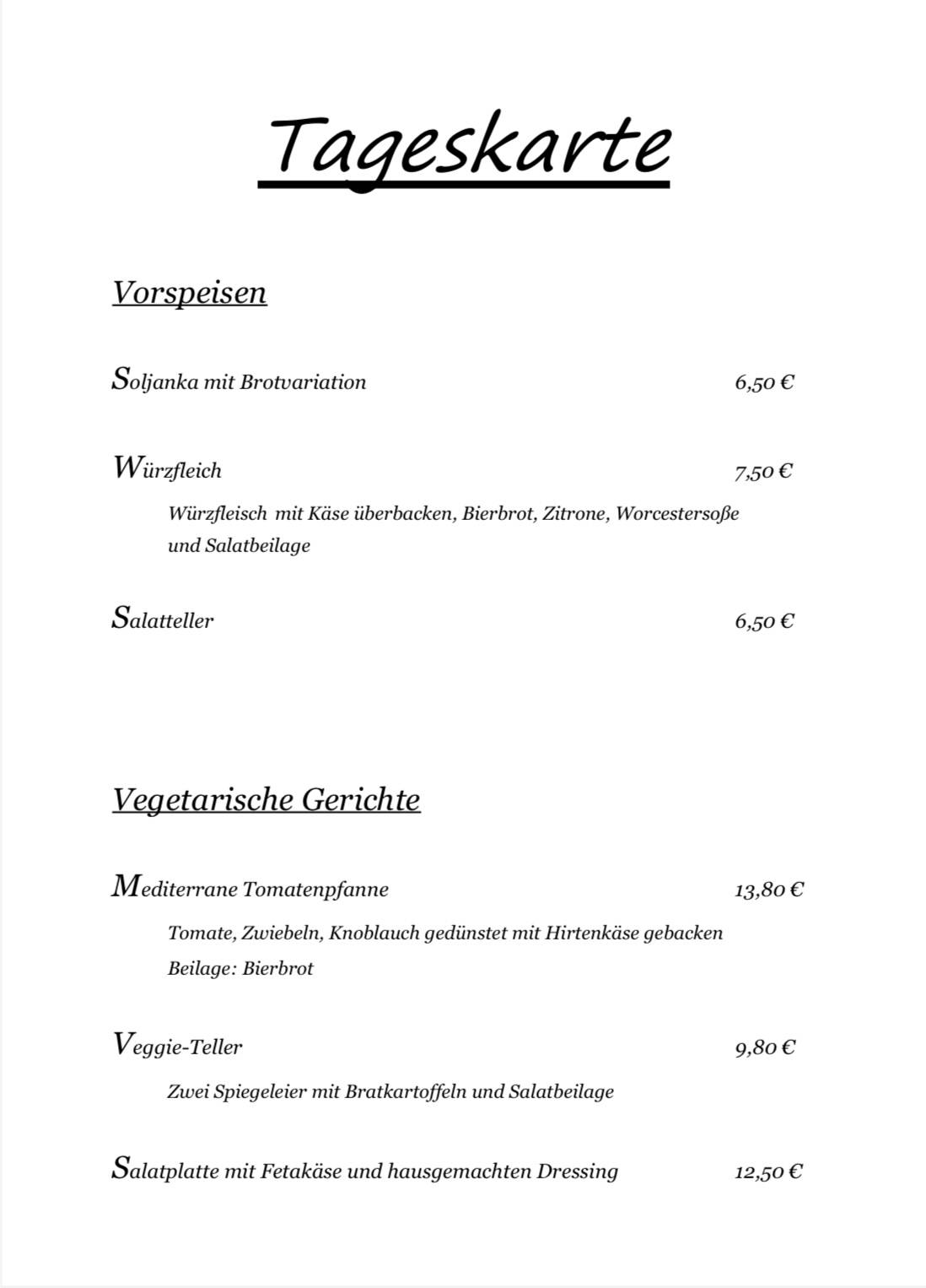 Hirt's Brau- & Gasthof меню