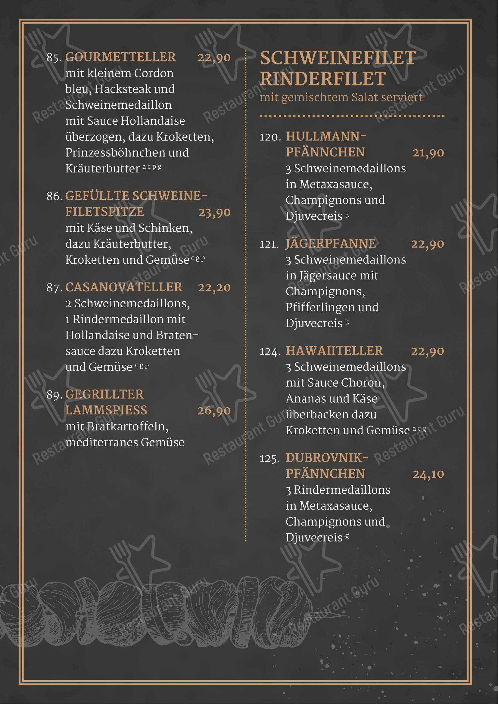 Меню ресторана Hotel Restaurant Hullmann в Растеде