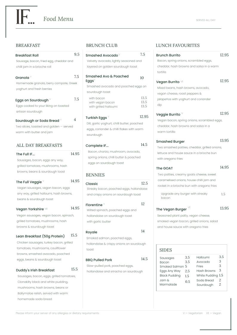 IF BRUNCH меню