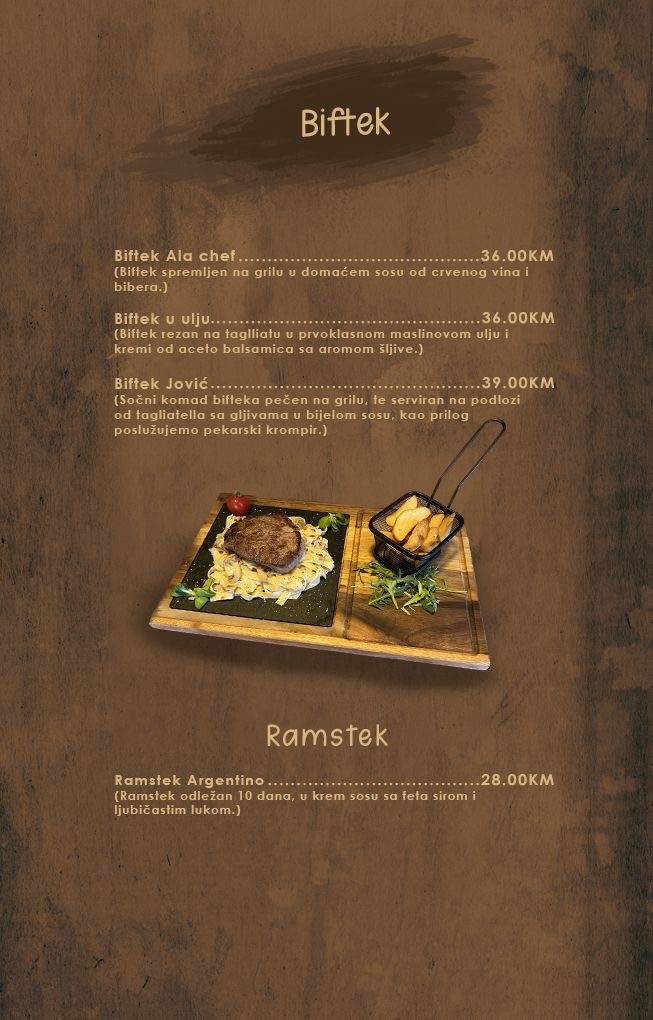 Jovic Restaurant меню